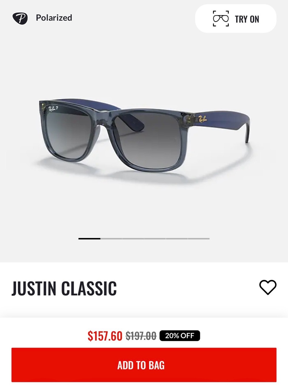 Ray-Ban Justin Classic Men's Sunglasses - Gray/Blue